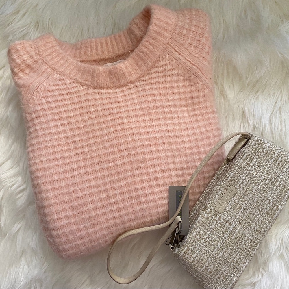 Lou & Grey Thick Knit Sweater Crewneck Pale Pink